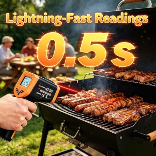 Blackstone Infrared Thermometer Temperature Gun for Cooking -58℉~1022℉ | IR Thermometer for Pizza Oven Griddle Cast Iron Non-Contact Digital Laser Thermometer Gun with Carrying Case (NOT for Human) - color: Black