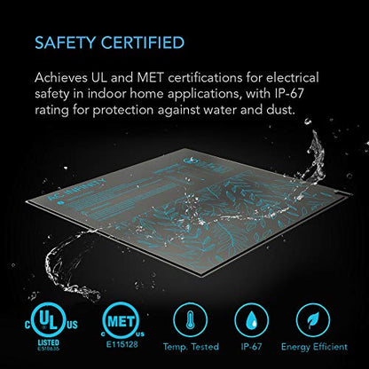 AC Infinity SUNCORE S3, Waterproof Seedling Mat with Heat Controller 10" x 20.75", UL & MET Certified Heating Pad, for Indoor Gardening, Hydroponics, Germination, Cloning | 10" x 20.75", UL & MET Certified Heating Pad, for Indoor Gardening, Hydroponics, G