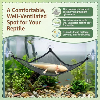 2 Pack Breathable Mesh Reptile Hammock Axolotl Lizard Bearded Dragon Geckos Hammock Axolotl Tank Accessories Bearded Dragon Accessories for Geckos Snakes Iguanas Anoles Chameleon