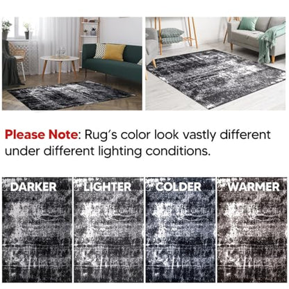 Keen Home Design Throw Rugs - 24"x36" Non-Shedding, Thick Pile Abstract Rugs for Kitchen, Living Room, Bedroom, Dining Room, Entryway - Size: 2' x 3', Abstract Black - color: Abstract Black, size: 2' x 3' (Rectangular)