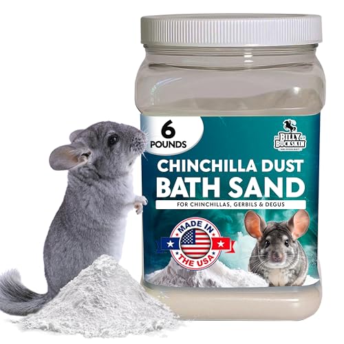 6 LB. Chinchilla Dust Bath Jar - Pure Cleansing Pumice Sand Dust for Cleaning Small Pets Like Gerbils, Mice, Degu - Premium, All Natural Dusting Powder - Chinchilla Accessories by Billy Buckskin - size: 6 Lb.