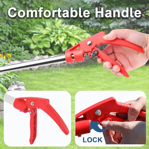 Upgraded 50" Snake Grabber Tool with Lock, Stainless Steel Snake Tongs, Foldable Long Reach Snake Catcher with Non-Slip Grip and Wide Jaw