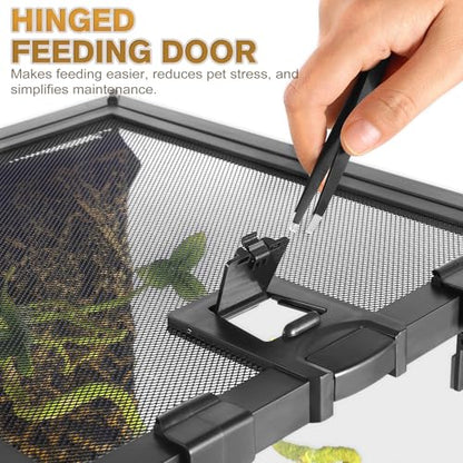 12"x8"x8" Reptile Terrarium, Escape-Proof Glass Terrestrial Vivarium for Hatchling Snakes Such as Corn Snakes, with Escape-Proof Lock & Feeding Hatch - size: 12"D x 8"W x 8"H