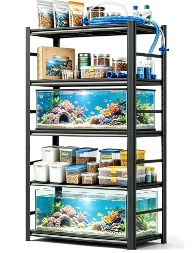 Aquarium Stand Fish Tank Stand 1500LBS Metal Shelving Adjustable Heavy Duty Storage Shelves Display Shelves Utility Shelf for Turtle Tank, Reptile Terrarium, 72" H×35.75" W×15.75" D, Black - size: 72" H×35.75" W×15.75" D