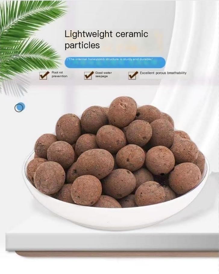 Hydroponics Clay Pebbles Lightweight Ceramsite Water Retention Porous Balls - color: 1 lb, size: Medium (10-15mm)
