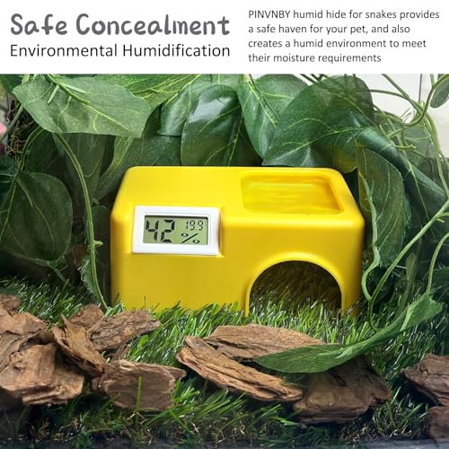 PINVNBY Plastic Snake Hide Reptile Hide Cave Easy to Clean Habitat Decor Leopard Gecko Hideout Suitable for Small Size Crested Gecko Lizard Frogs Newts(Yellow) - color: Yellow
