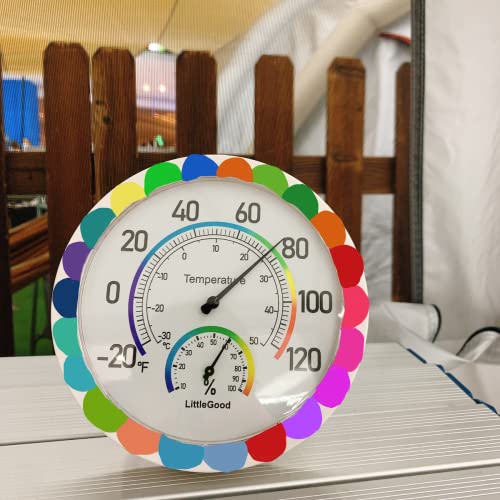 6" Thermometer Indoor with Humidity Gauge - Wall Thermometer/Hygrometer for Home Decorative, Updated Analog Dial Temperature Humidity Monitor for Room Temp