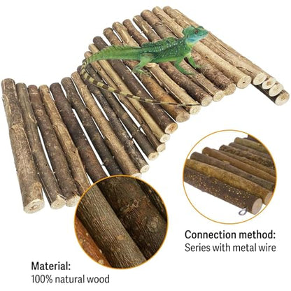 Hamiledyi Extra Large Tortoise Hide Reptile Hiding Cave Turtle Hut Gecko Hideaway Climbing Tunnel Toy Lizard Bendable Wooden Bridge for Adult Bearded Dragon Snake Chameleon Habitat Accessories - size: XL-19.7 x 11.8 -2 PACK
