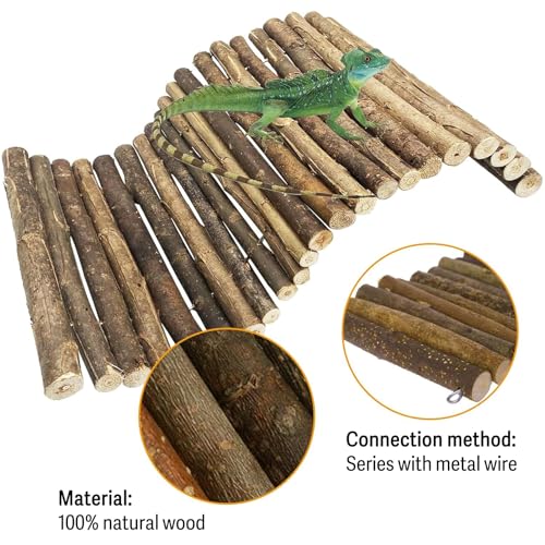 Hamiledyi Extra Large Tortoise Hide 20"x 11.8" Wooden Reptile Hides Large Snake Hide Turtle Hut Bendable Climbing Bridge Wood Tunnel Turtle Hideout for Ball Python Bearded Dragon Chameleon Lizard - size: XL-19.7 x 11.8 -3 PACK