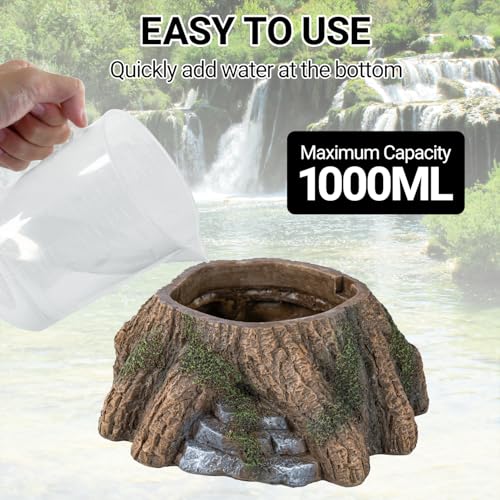 REPTIZOO Reptile Humidifier Fogger, Tree Trunk Humidifier with Top Mist Outlet, 1000ml Detachable Terrarium Humidifier Reptile Misting System Terrarium Decoration