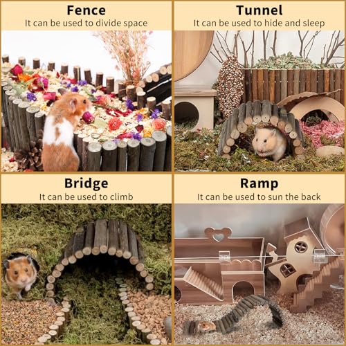 Hamiledyi 2PCS Natural Wood Hamster Climbing Ladder & Hideout Toy - Multi-Size Small Animal Cage Accessories for Syrian Hamsters, Mice, Gerbils, Sugar Gliders (21.7x3.5 Inch) - size: 21.7" × 3.5" (2 pcs)