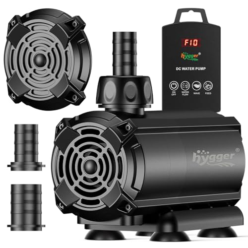 hygger Submersible Pump 800GPH, 27W Water Fountain Pump With Controller | 3000L/H, with 11.5ft. High Lift, 12.9ft. Power Cord, 6 Nozzles for Fish Tank, Outdoor Pond, Aquarium, Statuary, Hydroponics - size: 800GPH 27W