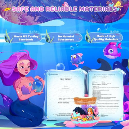 Mermaid Terrarium Crafts Kit for Kids: LED Night Light-Up DIY Toys with Remote – Fun Birthday Gifts for Girls Ages 5 6 7 8 9 10 Years Old – Creative Arts & Crafts Activity Set - style: Mermaid