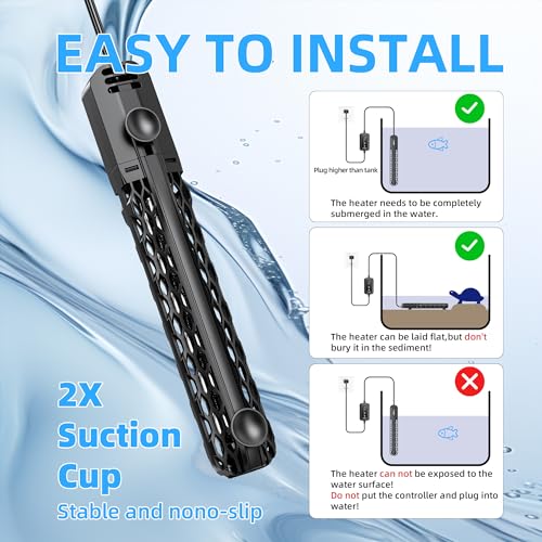 FREESEA Adjustable Aquarium Heater 10-20Gal: 100W 64-95°F Precise Control | Holds Temperature Steady Within 1° F for TropicalFish Community Tanks - External Digital Controller & Dry Run Protection - size: 100W(10-20gallon)