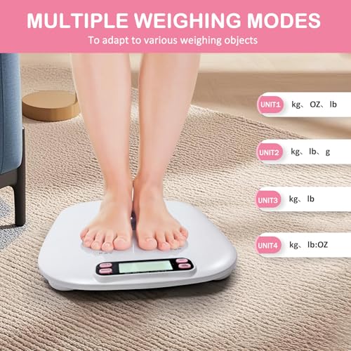 Digital Portable Pet Dog Cat Scale，Pet Scale，High-Precision Digital Scale，Electronic Baby Scale Digitalwith Height Markings，Multiple Weighing Modes, with switchable Units - color: White -Baby Scale
