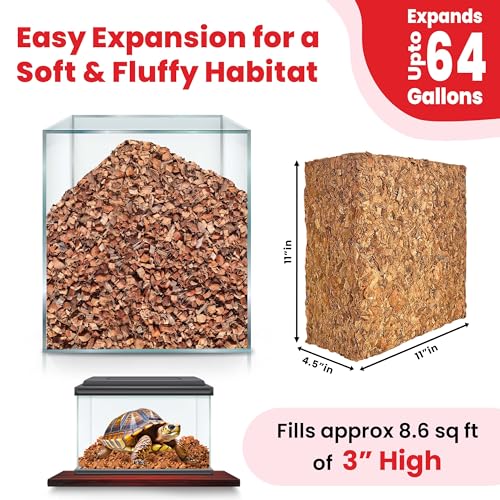 Gro-Med ReptiCare Compressed Coconut Chip Substrate for Reptiles 64 Quart Coco Husk Bedding Block for Ball Pythons, Snakes, Tortoises, Crested Geckos, Frogs, Hermit Crabs or Lizard Terrarium Tanks