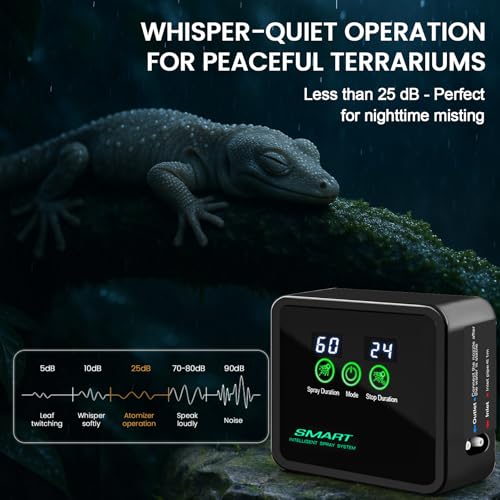 Reptile Mister Automatic Misting System with 360° Adjustable Nozzles, USB Powered with Timer for Terrariums, Amphibians, Chameleons, Rainforest Plants - color: Dark Gray