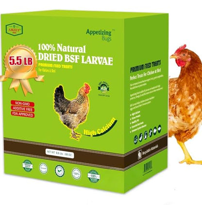 5.5 LBS Dried Black Soldier Fly Larva/Dried Mealworms - 100% Natural BSF Larvae - 85XMore Calcium Than Mealworms - High Calcium Treats for Chickens, Birds, Reptiles, Hedgehog, Geckos, Turtles- 5.5 LBS - size: 5.5 Pound (Pack of 1)
