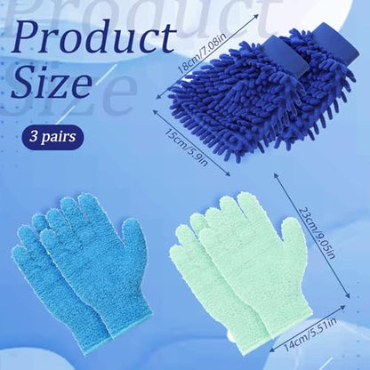 6 Pcs Microfiber Dusting Gloves, Plant Gloves Dusting Reusable Washable Plant Cleaning Glove for Plants, Cars, Blinds, Windows