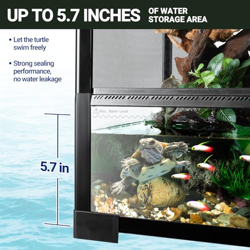REPTI ZOO 100 Gallon Extra Tall Large Reptile Tank, 36x18x36 Vertical Reptile Terrarium, Chameleon Cage with Screen Ventilation, Water-Land Turtle Tortoise Aqua Terrarium with Drainage Pipe