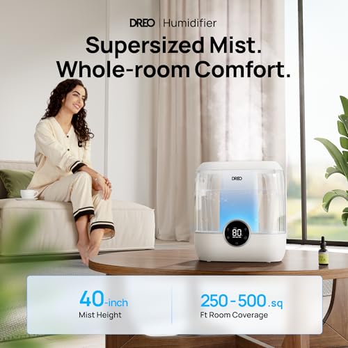 DREO 6L Humidifiers for Bedroom, 60H Runtime, 28 dB Quiet, HM524 | Precise Humidity Control, Easy to Refill & Clean, Nightlight, Cool Mist Humidifiers for Large Room, Baby Nurseries & Plants