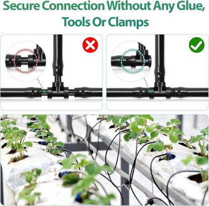 RedChili 160 Pack Drip Irrigation 1/4" Barbed Fittings Kit, Drip System Parts Double Barbed Connectors Includes Couplings Tees Elbows Plugs Fits 1/4-Inch Drip Tubing for Drip Line Connection - size: 1/4" Barbed Fitting-160P