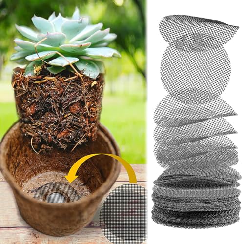 200 Pcs 7.5 cm Round Mesh Nets Flower Pot Hole Mesh Pads Plant Drainage Gasket Breathable Plant Potting Bottom Grid Prevent Soil Loss Drainage Covers for Garden