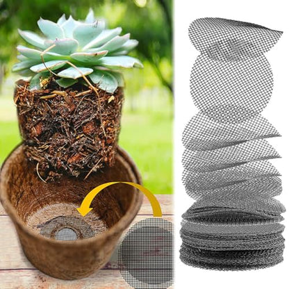 200 Pcs 7.5 cm Round Mesh Nets Flower Pot Hole Mesh Pads Plant Drainage Gasket Breathable Plant Potting Bottom Grid Prevent Soil Loss Drainage Covers for Garden