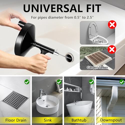 Drain Auger 25 Ft with Gloves, Heavy Duty Plumbing Snake Drain Clog Remover | Long Flexible Drain Snake for Deep Clog Removal, Reusable Drain Cleaner Tool for Bathroom, Shower, Bathtub & Kitchen Sink