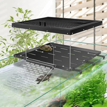 Turtle Basking Platform for Aquatic Turtles, Turtle Platform for Aquarium Fits 18-22 Inchs with Docks, Terrace, Turtle Ramp, Turtle Tank Accessories