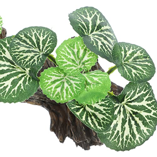 Ipetboom Fish Tank Plant Reptile Corner Branch Resin Climbing Tree Branch with Leaves Terrarium Plant Branches Fish Turtle Tank Decor for Snake Bearded Dragon Lizard Frog - size: Medium