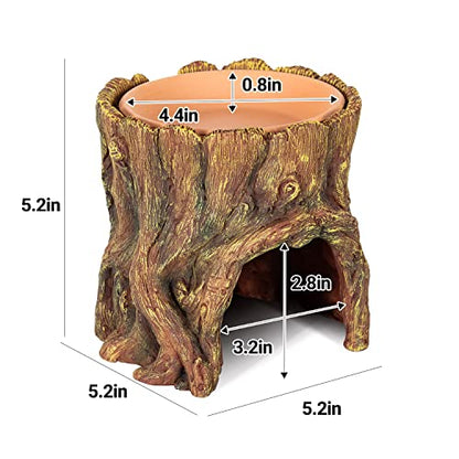 REPTIZOO Reptile Hide Cave Resin Moisture Keeping Reptile Cave with Clay Water Basin Humidifying Help Shedding for Leopard Gecko