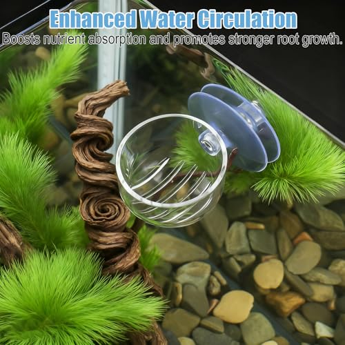3 Pack Clear Fish Tank Plant Holder Aquatic Plant Cups Fishes Tanks Plants Pot Acrylic Aquarium Plants Holder with Suction Cups for Home Aquariums Aquascape Decor, Red Worm Fish Shrimp Feeder