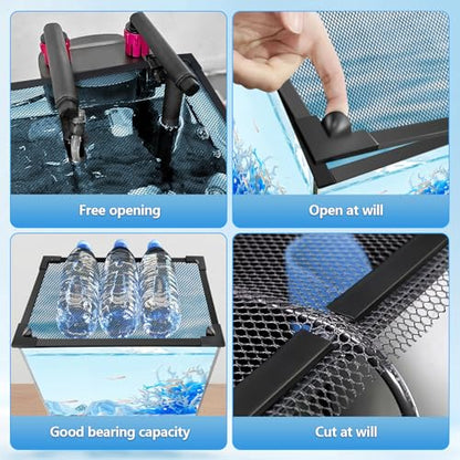 Magnetic Fish Tank Lid, Mesh Aquarium Cover, Fits Tanks Up to 37 x 18 in | Custom Fit Design, Tear-Resistant PET Mesh, Easy Feeding Access, Compatible with Filters and Lights