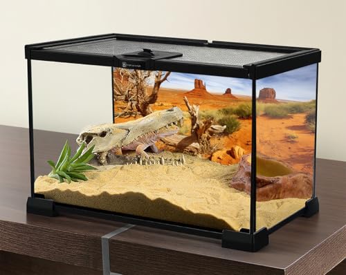 30X18 Inch Sun-Baked Desert Terrarium Backdrop - Orange Sand Habitat Background Durable Polyester Reptile Tank Decor for Arid Species - size: 30X18in