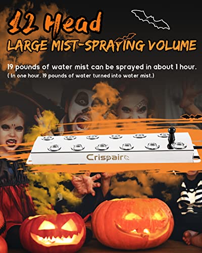 12-Head Ultrasonic Mist Maker Fog Machine – High-Output Fogger for Halloween Decor, Greenhouse, Pond, Fishtank, Rockery & Holiday Displays (110V, Includes Power Supply & Float)