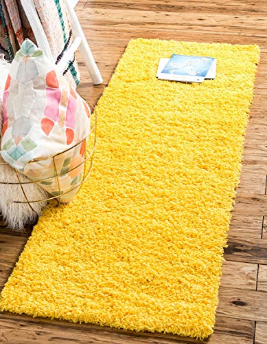 Unique Loom Solid Shag Collection Area Rug (2' x 6' 5" Runner, Tuscan Sun Yellow) - color: Tuscan Sun Yellow, size: 2' x 6'5" (Runner)