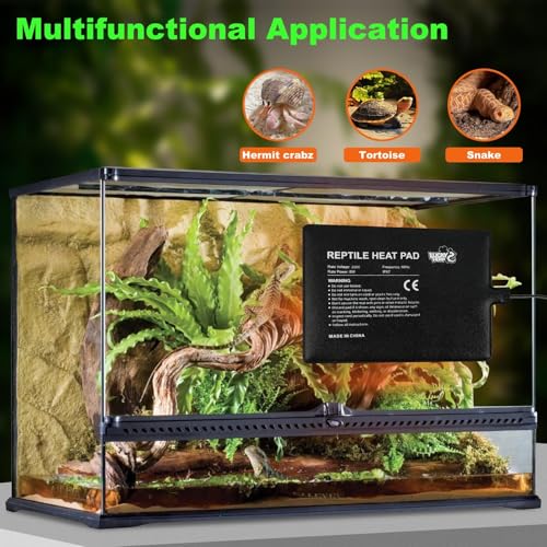 LUCKY HERP Reptile Heat Pad 8x12 Inch 16w, Under Tank Terrarium Heating Pad with Adjust Knob, Reptile Heat Mat for Turtle, Lizard, Hermit Crab, Frog, Snake - size: 8x12 Inch