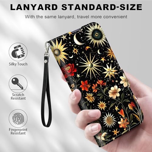 for Cricket Outlast 5G 2024 Wallet case with RFID Blocking Credit Card Holder Kickstand, Folio Flip PU Leather Shockproof Protective Cover for AT&T Motivate Pro 5G, Stars and Moons - color: Stars And Moons
