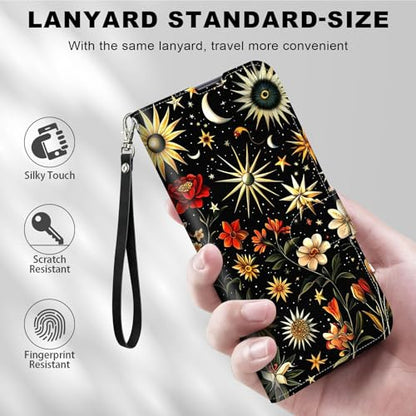 for Cricket Outlast 5G 2024 Wallet case with RFID Blocking Credit Card Holder Kickstand, Folio Flip PU Leather Shockproof Protective Cover for AT&T Motivate Pro 5G, Stars and Moons - color: Stars And Moons