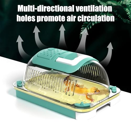 Plasti c Reptile Terrarium Carrier Cage with Handle & Tray, Portable Breathable Reptiles Feeding Box Clear Travel Carrier for Small Reptile Amphibians, 19 x 12.5 x 9.5 cm