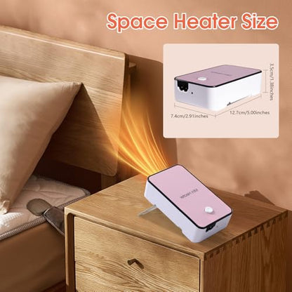 Portable Space Heater PTC Ceramic Electric Warmer Blower Desktop Heater | High Output Fan Warmers for Home Bedroom Office Desk Indoor Use (Pink)