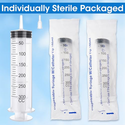300mL Large Syringe for Liquid- Large Plastic Syringe with Tip Adapter for Scientific Labs, Oil Transfer, Plant Watering & Refilling - style: 300 ml