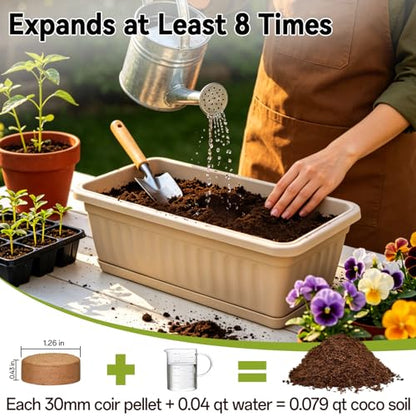 55 Pack 30mm Organic Coco Coir Pellets Seed Starter Soil | Low EC, pH Balance, Potting Soil Mix, Seed Starting, Indoor Outdoor Plants, Herbs Houseplants Bonsai Vegetables Flowers - size: 30mm-55pack