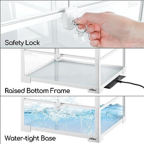 30 Gallon Reptile Tank 18" x 18" x 24" Reptile Terrarium, Full View Glass Terrarium Tank with Double Hinge Door for Reptiles Amphibians, Bearded Dragon Gecko Lizard Snake - size: 18" x 18" x 24"