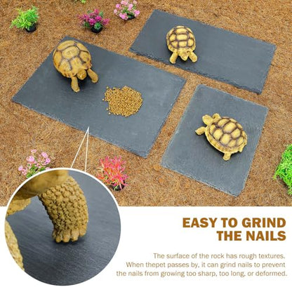 Rock Basking Platform with Bowl & Mat for Reptiles Small | Non-slip base; rough top for claw grinding. Has food bowl & porous surface holds moisture. Fits tortoises, dragons & lizards - size: Small