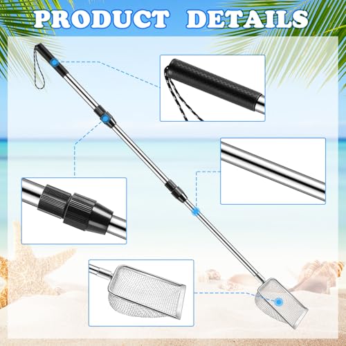 POILKMNI New Upgraded 2 Pcs Shark Tooth Sifter, Beach Sand Sifter, Sand Scoop Shell Scooper for Beach Scoop Shovel Sifter Tool for Picking Up Shells, Shark Tooth Sifter Dipper - color: Silver