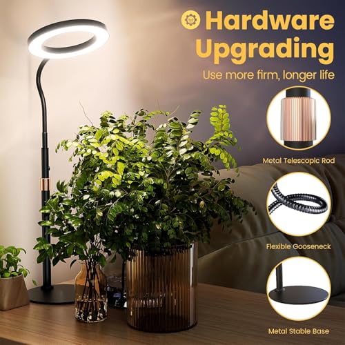bseah Grow Light, Plant Stand Light for Indoor Plants 2 Pack, Full Spectrum Desk Grow Lamp with Pedestal, Automatic Timer for 3H/9H/12H, Height Adjustable - color: Black 2 Pack