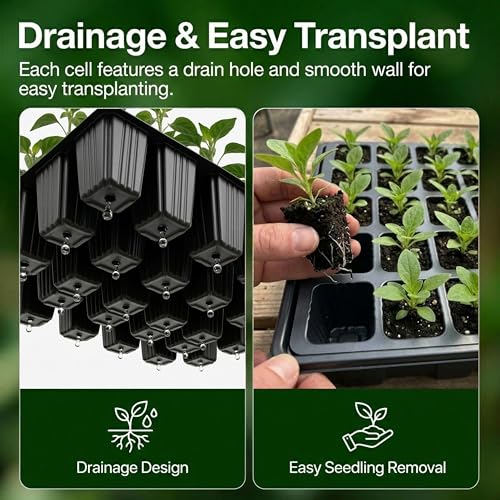 Gardzen 10-Set Garden Propagator Set, Seed Tray Kits with 400-Cell, Seed Starter Tray with Dome and Base 15" x 9" (40-Cell Per Tray) | 400 Cell Garden Propagator Kit with Seed Trays, Humidity Dome and Base for Starting Seeds - size: 40-Cell 10-Pack