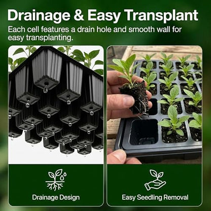 Gardzen 10-Set Garden Propagator Set, Seed Tray Kits with 400-Cell, Seed Starter Tray with Dome and Base 15" x 9" (40-Cell Per Tray) | 400 Cell Garden Propagator Kit with Seed Trays, Humidity Dome and Base for Starting Seeds - size: 40-Cell 10-Pack